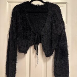 Lulus Black Fuzzy Cardigan